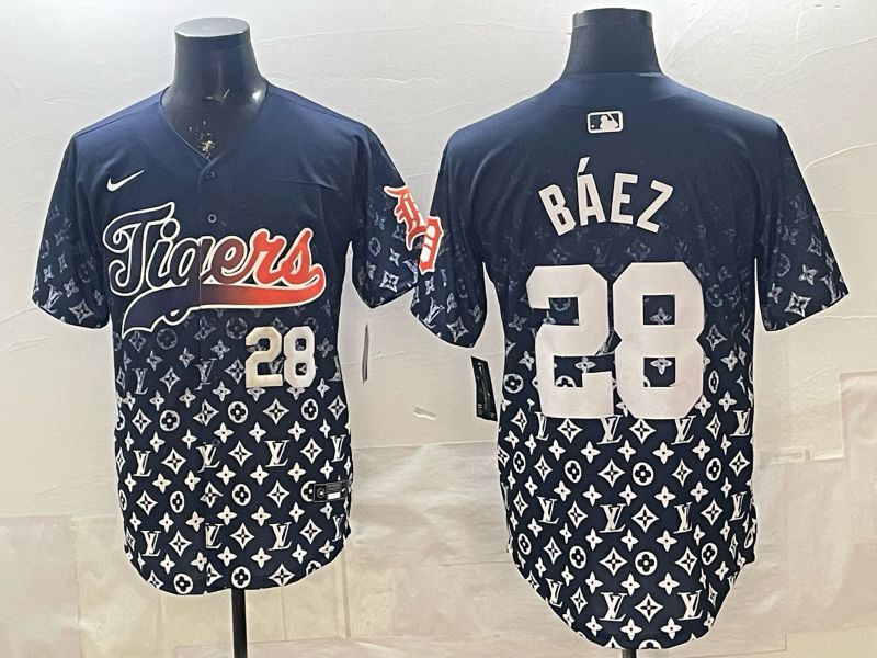 Men 2026 Detroit Tigers #28 Baez Blue Game Nike MLB Jersey 04->detroit tigers->MLB Jersey